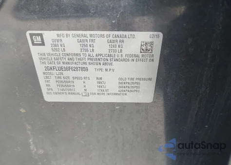 2015 GMC Terrain Denali z USA, uszkodzony, nr VIN 2GKFLUE36F6287859